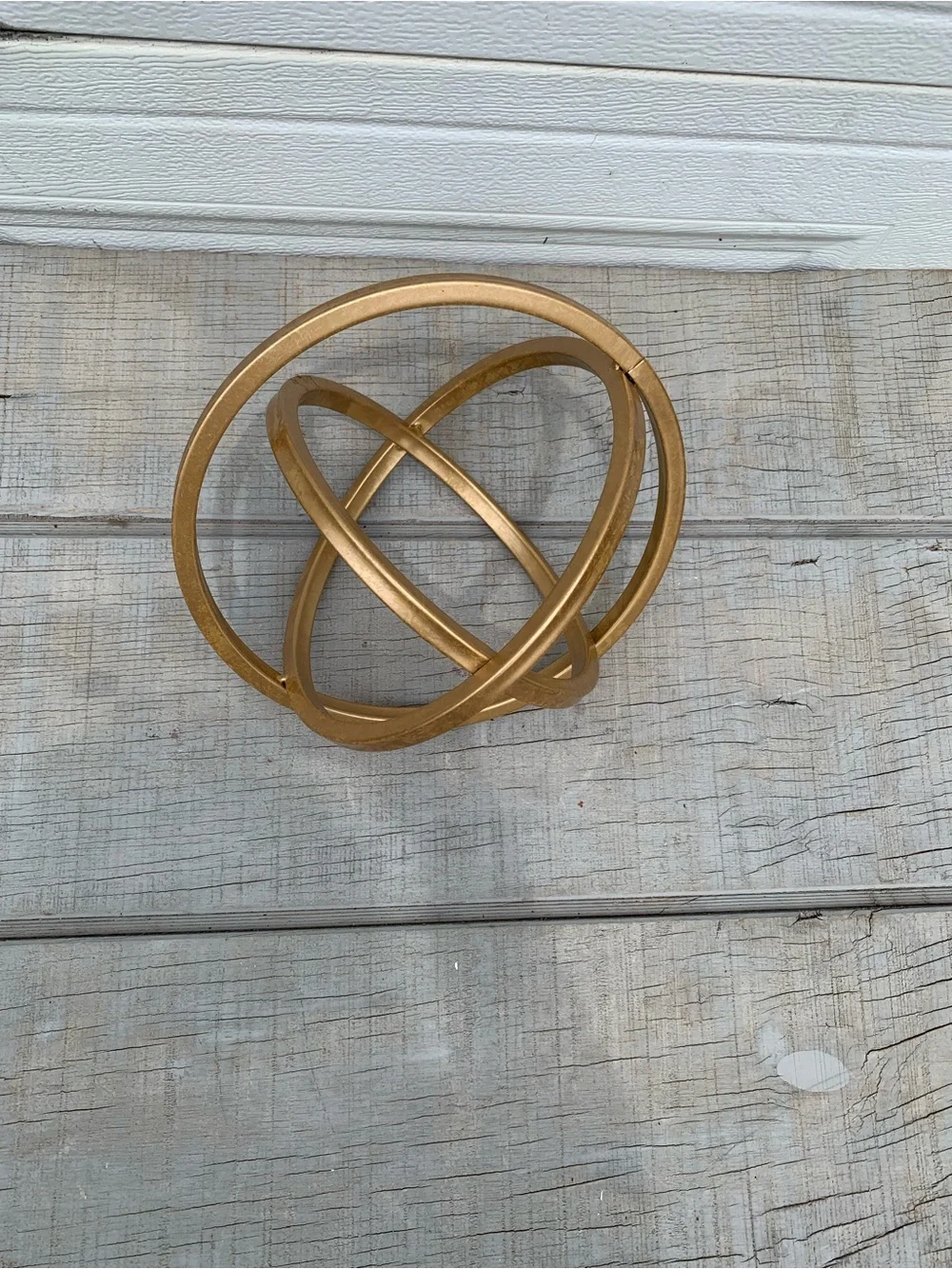 Gold Metal 3-Ring Interlocking Geometric Armillary Sphere Tabletop Decor Orb 9.5